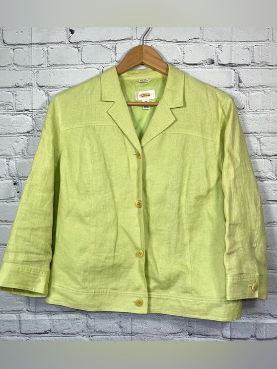 Talbots Jackets & Blazers - Talbots Lime Green Irish Linen Blazer Jacket Womens Size 10 Lightweight Vintage